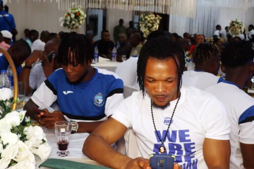 Champions Enyimba at the Government reception 